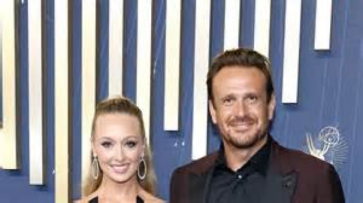 Jason Segel & Kayla Radomski: Emmys Red Carpet
