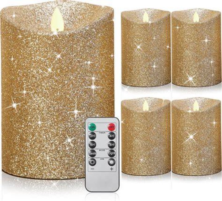 Top Seller , Set of 3 Candle Impressions Glittered Flameless Pumpkin Candles