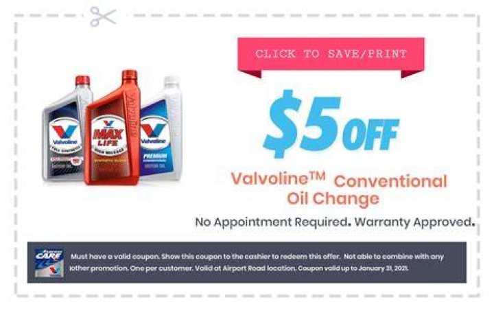 Valvoline Oil Change Coupons & Discounts