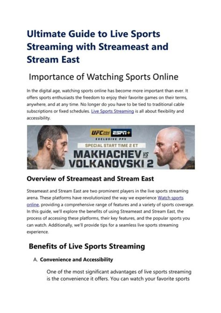 Watch Live Sports: StreamEast Guide