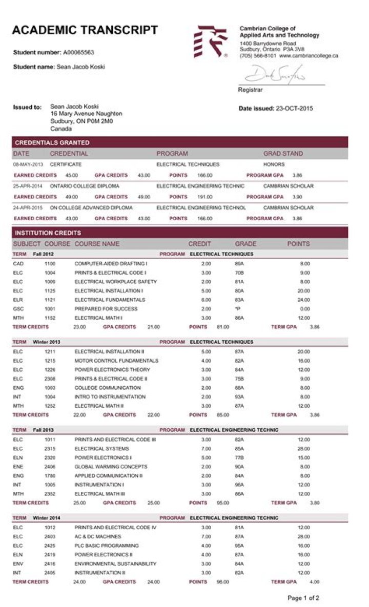 WSU Tech Transcript: Official Academic Credentials